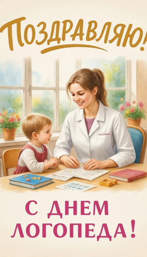 Открытки с Международным днем логопеда (40 картинок). Картинки с надписью: Поздравляю с Днем логопеда